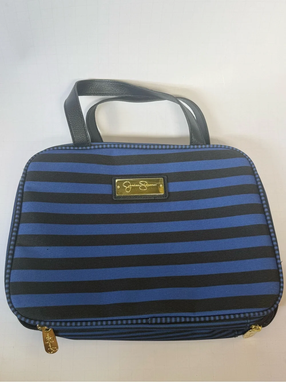 Blue and Black Striped Women’s Carry Bag